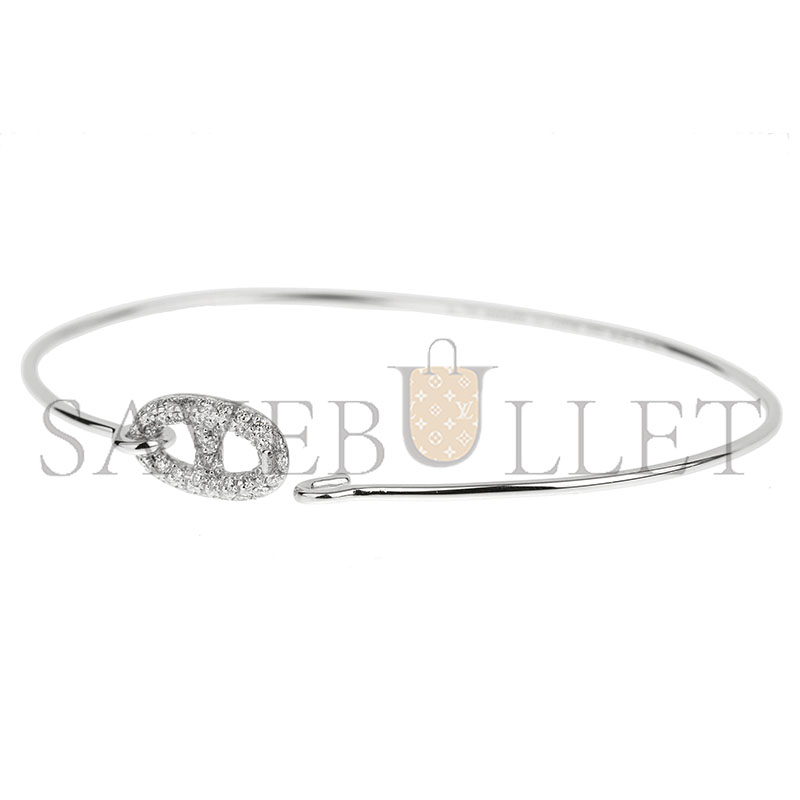 HERMÈS FARANDOLE WHITE GOLD DIAMOND LARGE BANGLE BRACELET 18K 